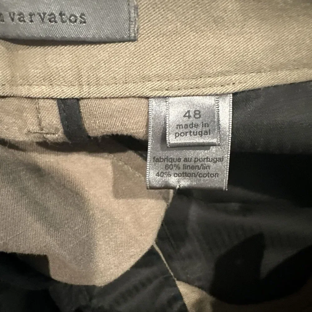 John Varvatos Men's Linen Blend Chino Style Pants Sz‎ 48 33x38 Not Hemmed